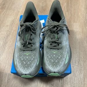 Hoka Gray and Green Clifton 9 Athletic Shoes
